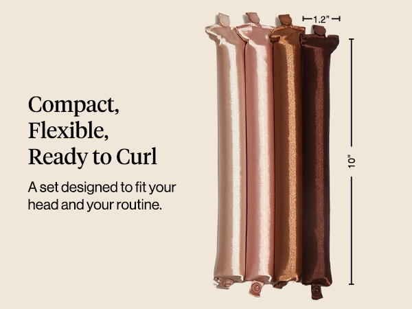 Kitsch Satin Hair Curlers, Heatless Curling Rod - Jumbo Flexi Rod for Heatless Curls Overnight, Comfortable Hair Curlers to Sleep In for Frizz-Free, No Heat Damage Styling - 4pcs, Rosewood