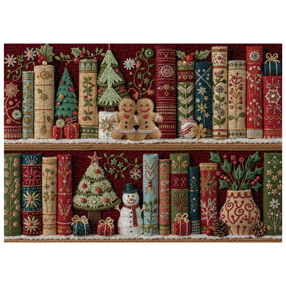Cozy Christmas Bookshelf Jigsaw Puzzle 1000 Pieces