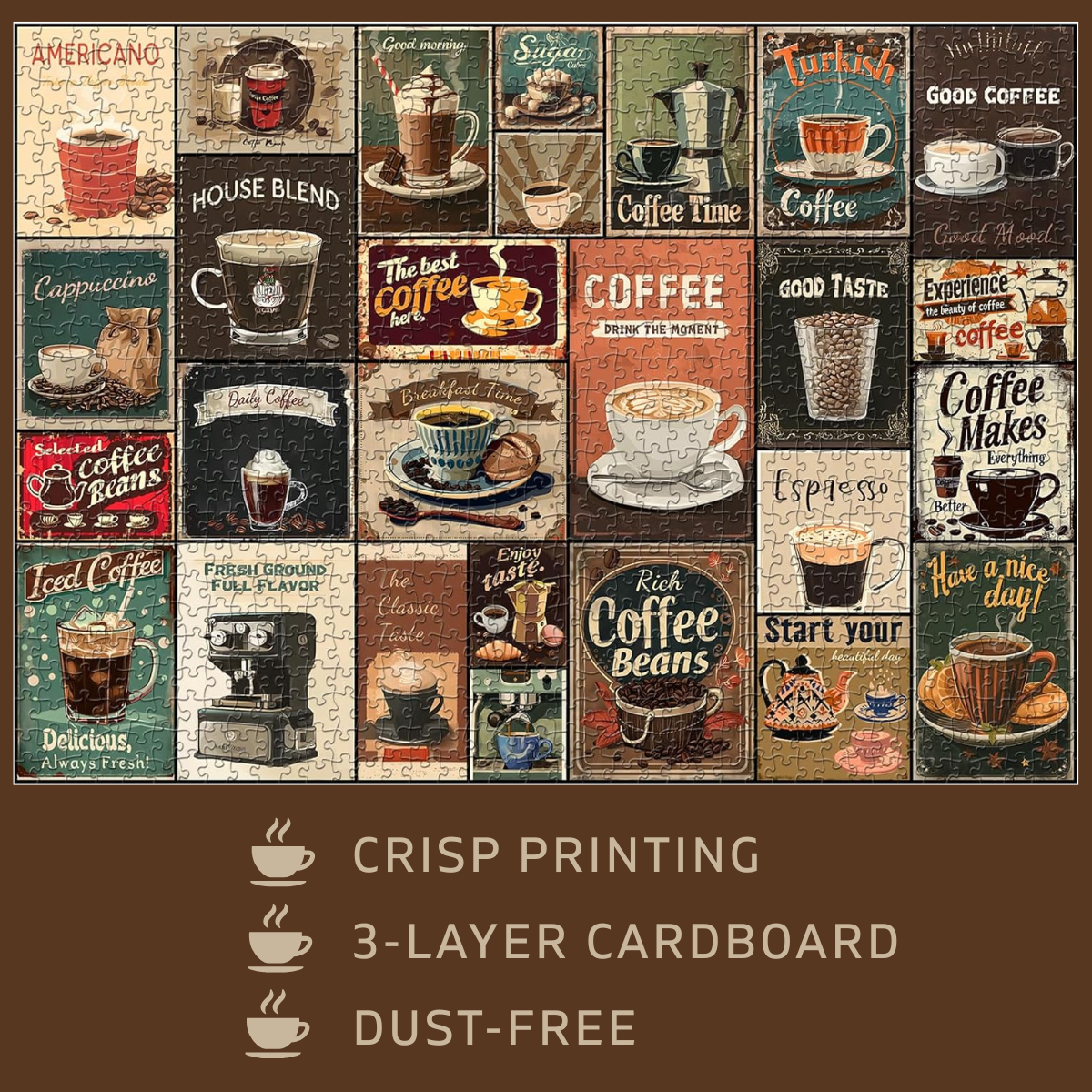 Vintage Coffee Collage Jigsaw Puzzle 1000 Pieces