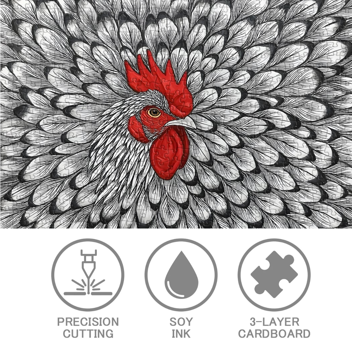 Ink Rooster Jigsaw Puzzle 1000 Pieces