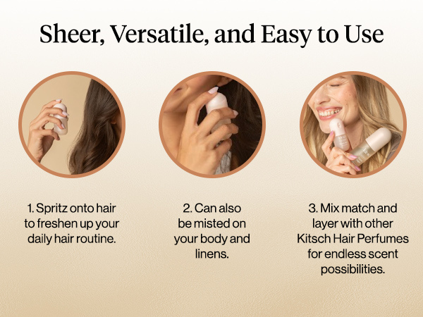 Kitsch Hair Perfume for Women - Warm Sugar | Clean, Deodorizing & Patented Odor-Eliminating Technology Hair Spray & Body Mist - Freshen Hair, Body & Pillows - Pink Grapefruit & Vanilla Scent - 20mL