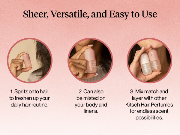 Kitsch Hair Perfume for Women - Amber Shores | Clean, Deodorizing & Patented Odor-Eliminating Technology Hair Spray & Body Mist - Freshen Hair, Body & Pillows - Woody Aquatic Scent - 20mL