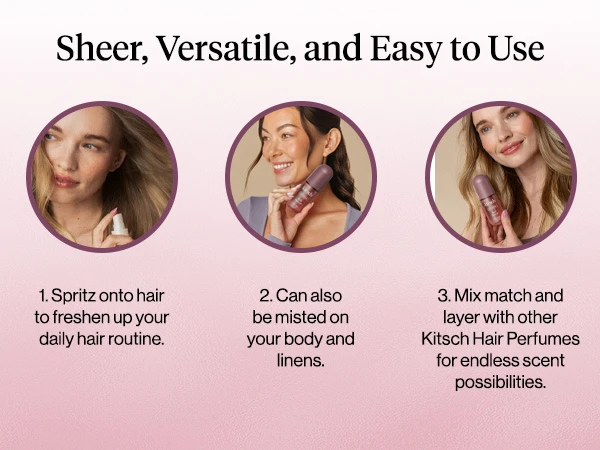 Kitsch Hair Perfume for Women – Hair Spray & Body Mist – Soft Santal, 50mL | Clean, Deodorizing & Patented Odor-Eliminating Technology – Freshen Hair, Body & Pillows – Made in USA