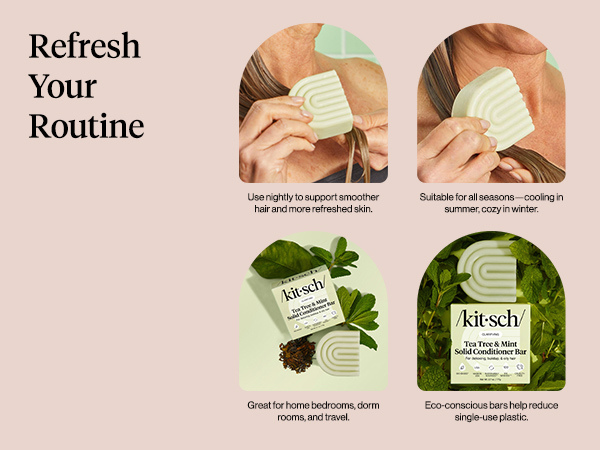 Kitsch Clarifying Tea Tree & Mint Conditioner Bar Soap - Hair Conditioner for Scalp & Oil Control - Tea Tree Conditioner for Women and Men - Vegan Hair Care, Made in USA