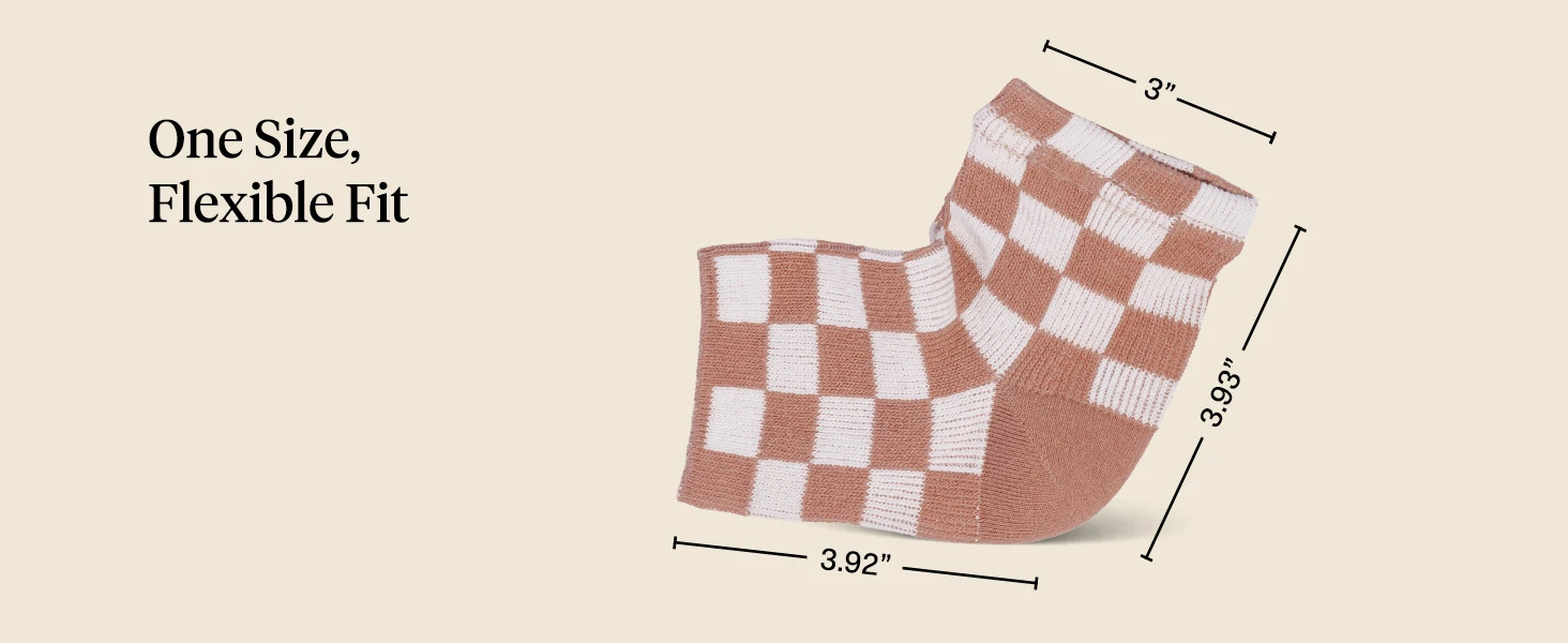 Kitsch Large Moisturizing Heel Socks - Terracotta Checker Moisturizing Heel Socks for Women & Men, Overnight Foot Masks with Insulated Gel Lining for Cracked Heels, Open-Toe Design