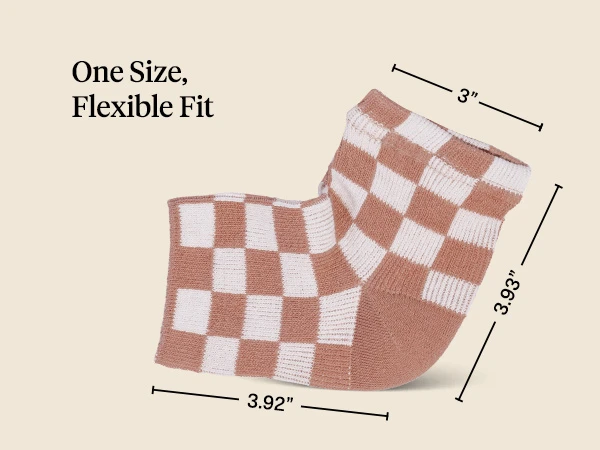 Kitsch Large Moisturizing Heel Socks - Terracotta Checker Moisturizing Heel Socks for Women & Men, Overnight Foot Masks with Insulated Gel Lining for Cracked Heels, Open-Toe Design
