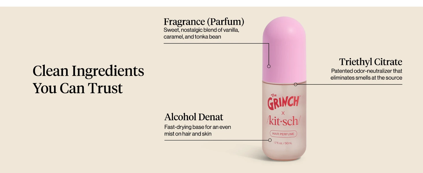 Kitsch Hair Perfume for Women &ndash; Hair Spray & Body Mist &ndash; 50mL - Warm Cookie-Scented Hug &ndash; Clean, Deodorizing & Patented Odor-Eliminating Technology &ndash; Freshen Hair, Body & Pillows