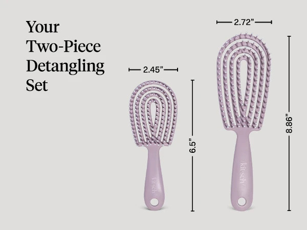 Kitsch Flexi Flow Duo Detangler Brush, Hair Brushes For Women - Soft Violet Brush Detangler for Women, Men & Kids, Curly Hair Brush w/ Bendable Frame, Bounce Curl Defining Brush for Wet or Dry Strands