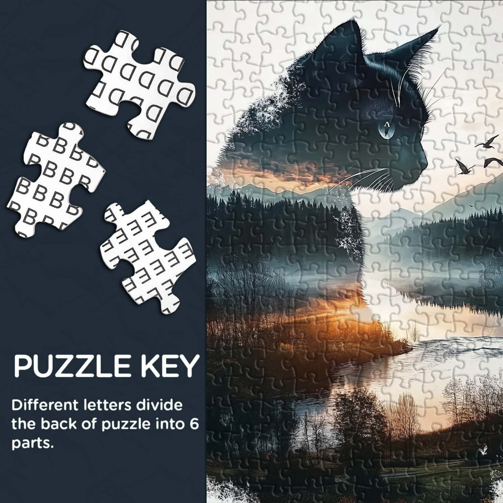 Ink Cat Scene 1000 Piece Jigsaw Puzzle for Adults - Letters on the Back for Easy Sorting