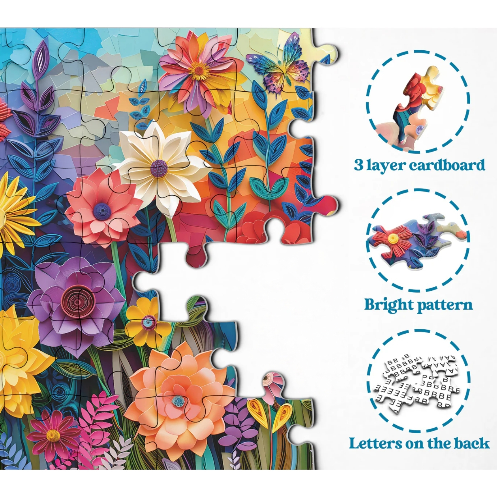 Colorful flower 1000 piece jigsaw puzzle - Challenging this colorful flower puzzle with children not only enhances parent-child relationships, but also stimulates their imagination and problem-solving abilities, making parent-child interaction fun and meaningful.