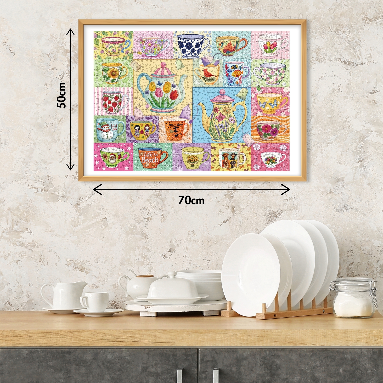 Blossom Tea Cups 1000 Piece Jigsaw Puzzle for Adults - 70 x 50cm Blossom cups puzzles 1000 pieces comes with exquisite box and high-resolution poster. And the poster can as a reference for puzzles.