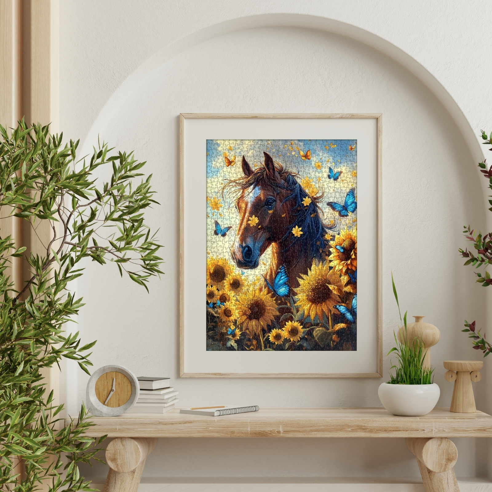 Horse Among Blossoms 1000 Piece Jigsaw Puzzle: Wall Decor - Transform your living space with this puzzle, ideal for hanging in the living room or any room as a striking piece of art that adds a touch of elegance and charm.