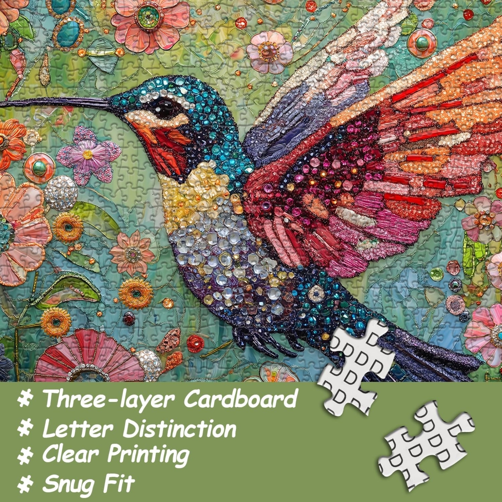 Flower & Hummingbird 1000 Piece Jigsaw Puzzle for Adults