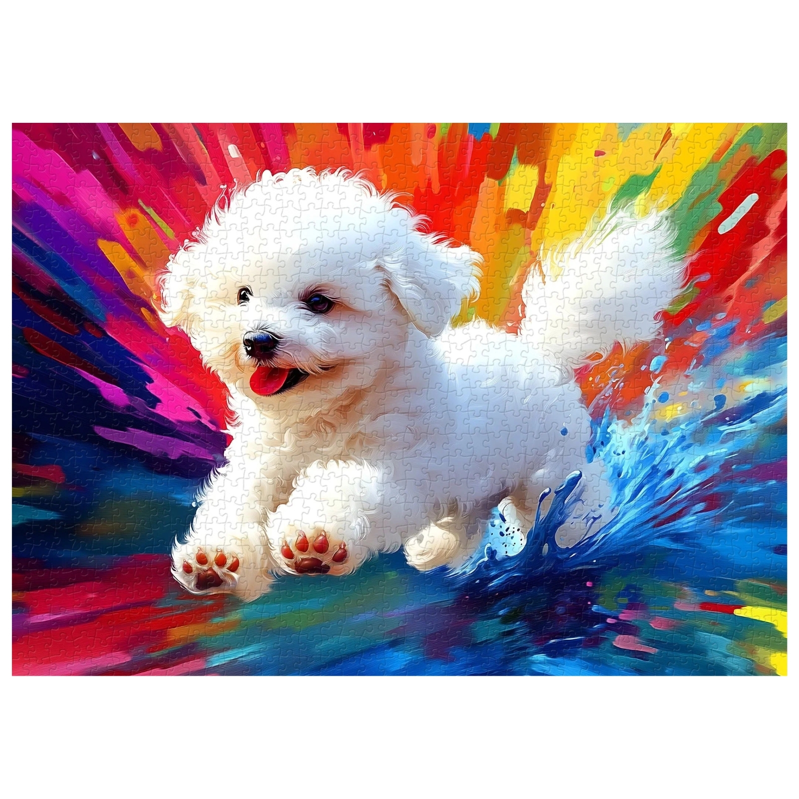 White Puppy Joy 1000 Piece Jigsaw Puzzle for Adults