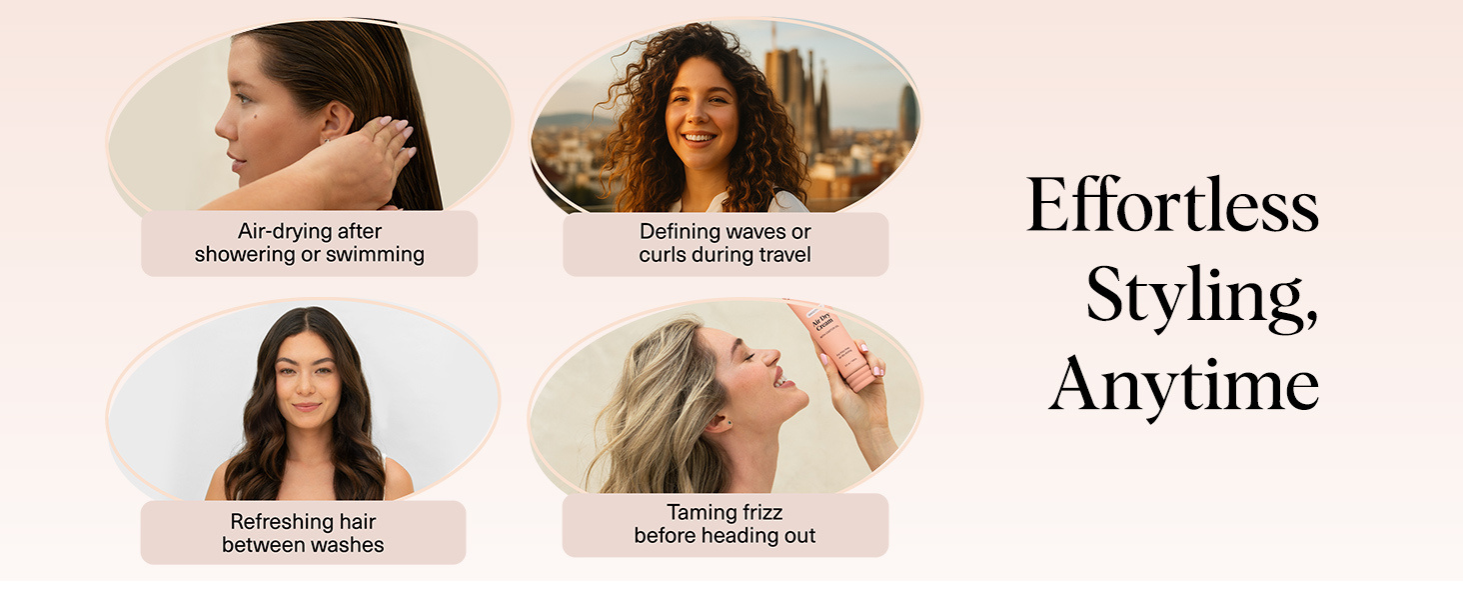 Kitsch Smoothing Air Dry Cream for Hair – Frizz Control Hair Care Product with Castor Oil & Coconut Oil – Weightless Styling Cream - Enhances Natural Texture Appearance | Ideal Gifts for Women – 5 oz