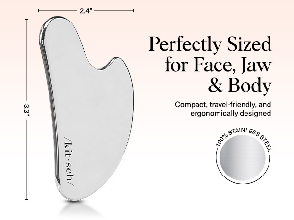 Kitsch Stainless Steel Gua Sha Facial Tools - Guasha Tool for Face, Face Sculpting Tool, Jawline Shaper, Double Chin Reducer, Body Gua Sha Tools, Lymphatic Drainage Massager, Facial Skin Care - Silver