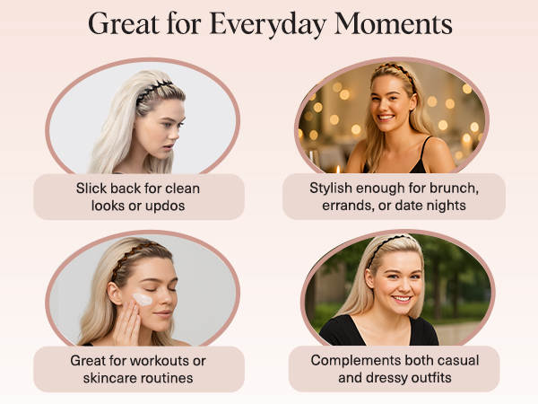 Kitsch Zig Zag Headbands for Women Non Slip – Fashion Accessories for Slicked Back Styles - Comfortable Comb Headband with Teeth | Ideal Gifts for Women - Tortoise & Black Headband - 2 pcs