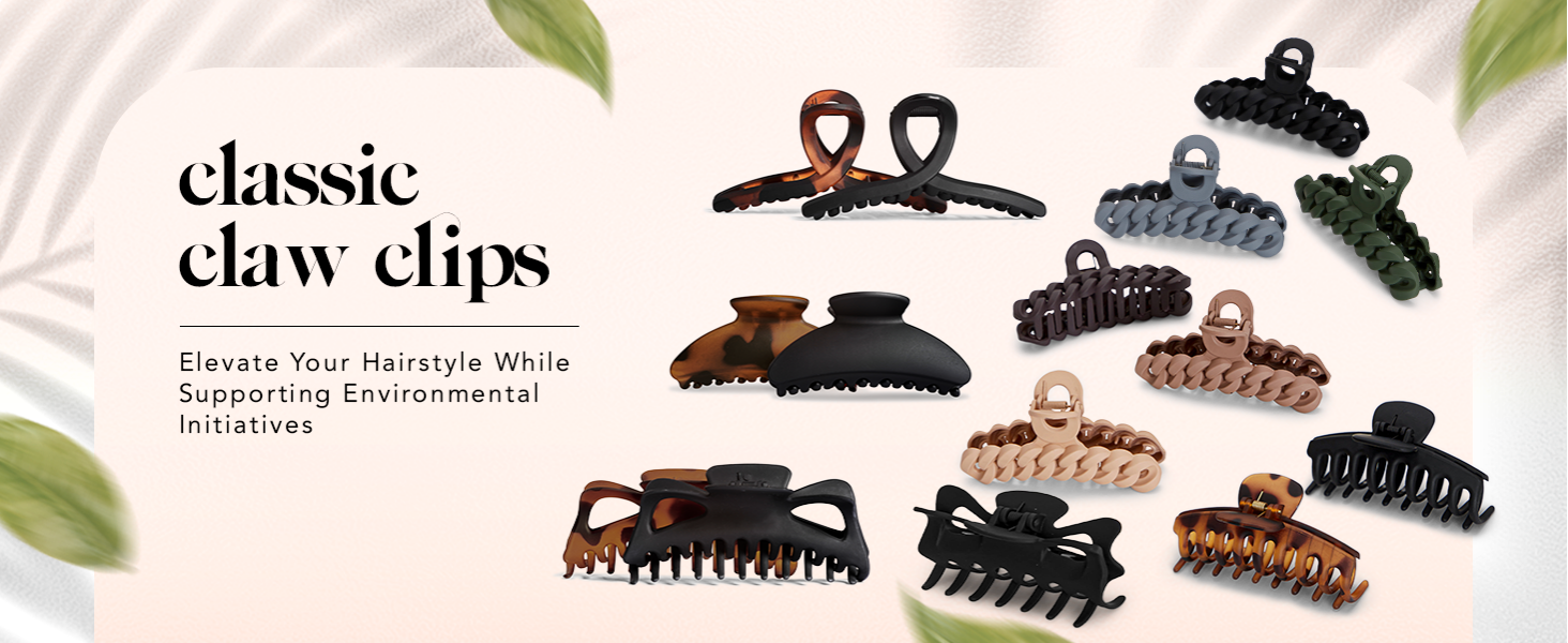 Kitsch Medium Hair Clips for Women, Strong Hold, Recycled Plastic Claw Clips for Thick Hair | Great for Updo, Half Up Hairstyle | Ideal Gifts for Women - 2pcs, Black and Tort