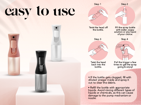 Kitsch Continuous Spray Bottle for Hair – Fine Mist Water Mister & Water Spray Bottle – Recycled Hair Spray Bottle – Spray Bottles for Cleaning, Styling, Plants & More – Terracotta, 150ml