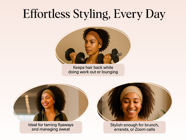 Kitsch Headbands for Women Non Slip - Running Headbands for Girls, Ideal for Working Out, Yoga, Gym, or Lounging | Stretchy Head Bands | Fashion Hair Accessories - Sedona, 3pcs