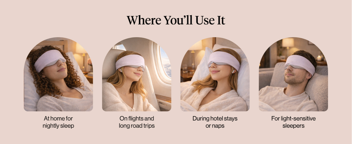 Kitsch Contour Pillow Eye Mask &ndash; Softer Than Silk Eye Masks for Sleep, Blindfold Sleep Masks for Women & Men, No Eye Pressure, Lightweight, Eye Care, Travel Essentials - Blush