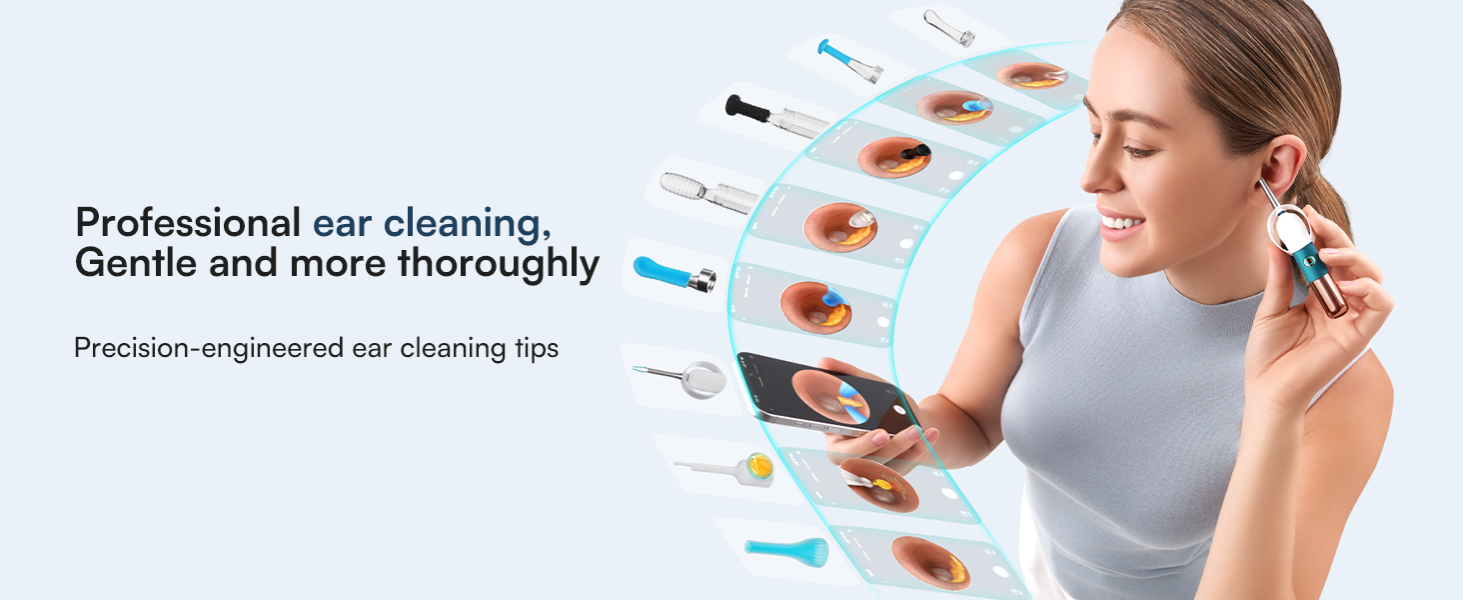 Bebird Earsight Ultra Ear Wax Removal Tool Camera, Ear Cleaner with Flexible Ear Camera Otoscope, Painless Visual Ear Pick Tweezers, Visual Scope Earwax Cleaning Dropper, Ear Cleaning Kit for Family