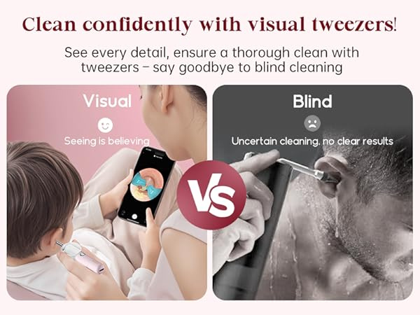 Bebird EarSight Plus Pink Ear Wax Removal Tool Camera, Ear Cleaning Kit with Flexible Visual Ear Camera Otoscope, Portable Wireless Painless Ear Cleaner with Earwax Remover Tweezers for Adults, Kids, Pets
