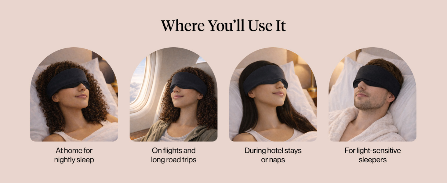 Kitsch Contour Pillow Eye Mask – Softer Than Silk Eye Masks for Sleep, Blindfold Sleep Masks for Women & Men, No Eye Pressure, Lightweight, Eye Care, Travel Essentials - Charcoal