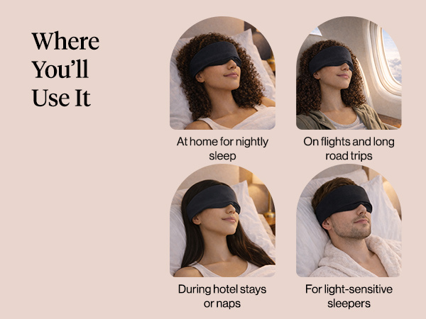 Kitsch Contour Pillow Eye Mask – Softer Than Silk Eye Masks for Sleep, Blindfold Sleep Masks for Women & Men, No Eye Pressure, Lightweight, Eye Care, Travel Essentials - Charcoal