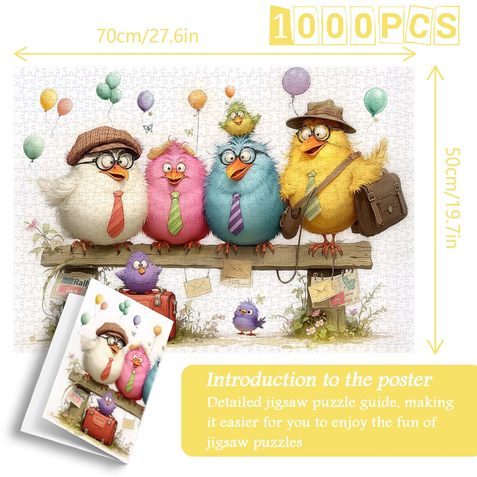 Fluff Fellows 1000 Piece Jigsaw Puzzle | Quirky Bird Wall Art