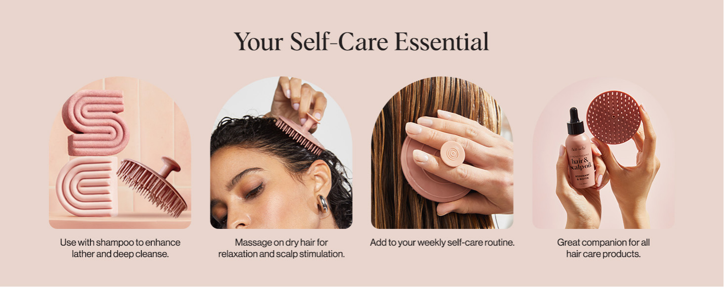 Kitsch Scalp Massager for Hair Care - Scalp Scrubber, Shampoo Brush & Exfoliator for Scalps- Hair Scrubber for Relaxing Bath - Terracotta