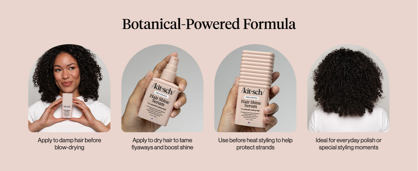 Kitsch Frizz Control Hair Serum - Lightweight Anti Frizz Serum for Curly Hair with Heat Protection | Adds Glossy Shine, Smooths Flyaways & Safe for Color Treated Hair