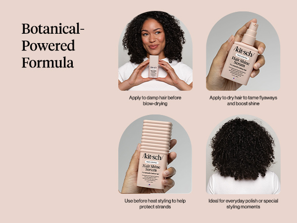 Kitsch Frizz Control Hair Serum - Lightweight Anti Frizz Serum for Curly Hair with Heat Protection | Adds Glossy Shine, Smooths Flyaways & Safe for Color Treated Hair