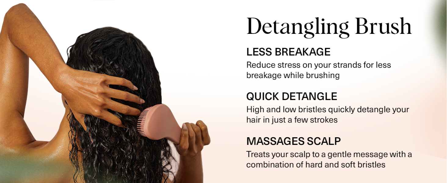 Kitsch Detangler Brush &ndash; Gentle Curly Hair Brush with Flexible Bristles for All Hair Types - Wet or Dry | Detangling Hair Brushes for Women & Men, Hairbrush for Adults & Kids - Terracotta