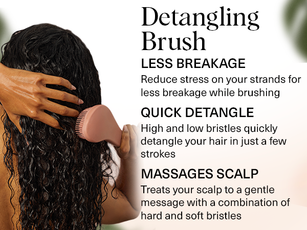 Kitsch Detangler Brush &ndash; Gentle Curly Hair Brush with Flexible Bristles for All Hair Types - Wet or Dry | Detangling Hair Brushes for Women & Men, Hairbrush for Adults & Kids - Terracotta