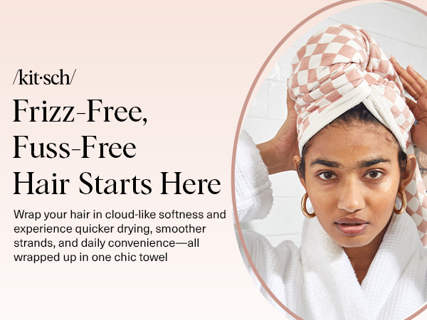 Kitsch XL Microfiber Hair Towel Wrap for Women - Microfiber Towel, Super Absorbent, Quick Dry, Anti-Frizz - for Long & Short Hairs, Turbans for Women