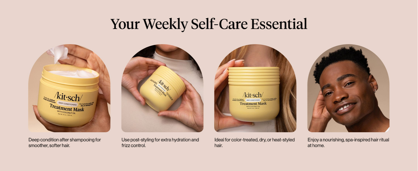 Kitsch Deep Conditioning Hair Mask &ndash; Moisturizing Hair Mask for Damaged Hair with Coconut Oil &ndash; Hydrating, Strengthening & Frizz-Reducing Hair Care Treatment for Curly, Coily & All Hair Types - 295 mL