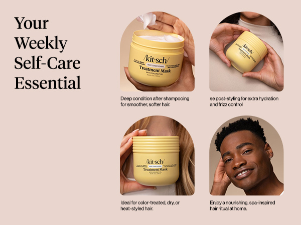 Kitsch Deep Conditioning Hair Mask &ndash; Moisturizing Hair Mask for Damaged Hair with Coconut Oil &ndash; Hydrating, Strengthening & Frizz-Reducing Hair Care Treatment for Curly, Coily & All Hair Types - 295 mL