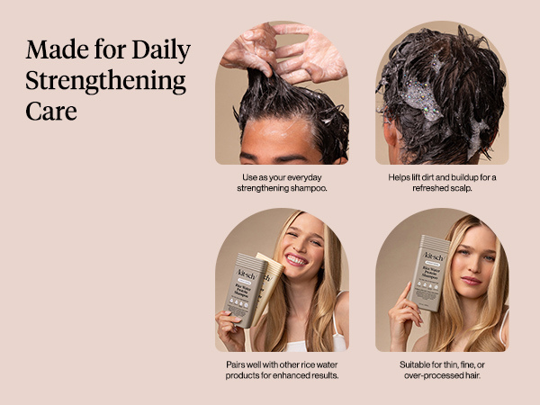 Kitsch Strengthening Rice Water Protein Shampoo for Men & Women &ndash; Hair Growth Shampoo & Volumizing Hair Care for Thin, Fine & Damaged Hair &ndash; Paraben, Phthalates & Silicone Free