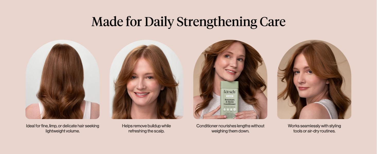 Kitsch Volumizing Rosemary & Biotin Liquid Conditioner for Women and Men for Hair Growth &ndash; Boosts Fullness & Shine After 1 Use, Thickening Bio-Based Hair Care, Color-Safe