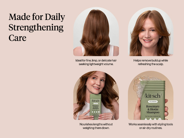 Kitsch Volumizing Rosemary & Biotin Liquid Shampoo for Hair Growth – Shampoo for Men and Women, Boosts Fullness & Shine After 1 Use – Clean Bio-Based Hair Care, Color-Safe