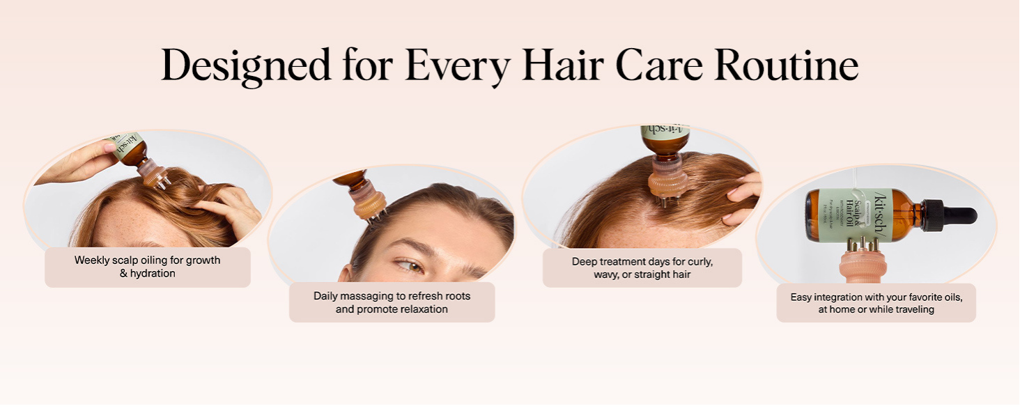 Kitsch Scalp & Hair Oil Applicator &ndash; Stainless Steel Bristles Scalp Oil Applicator for Even Distribution, Mess-Free Oiling & Head Massager Scalp &ndash; Precision Hair Care Tool for Roots & All Hair Types