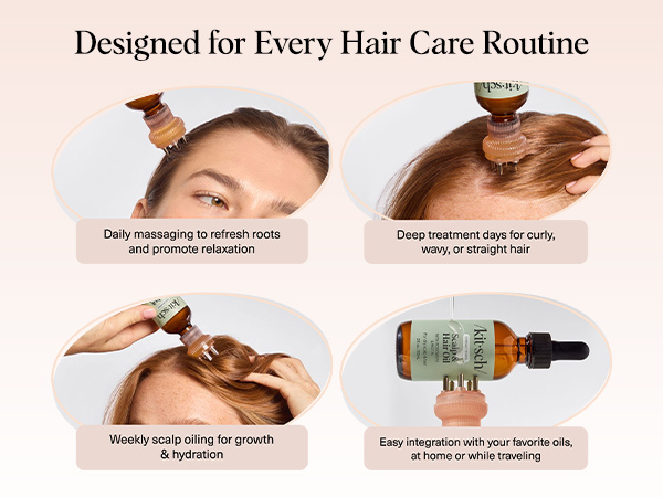 Kitsch Scalp & Hair Oil Applicator &ndash; Stainless Steel Bristles Scalp Oil Applicator for Even Distribution, Mess-Free Oiling & Head Massager Scalp &ndash; Precision Hair Care Tool for Roots & All Hair Types