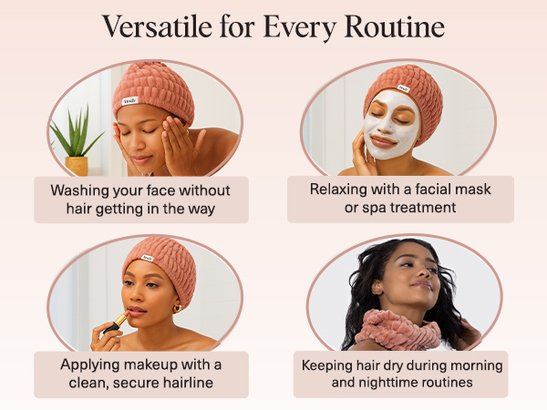 Kitsch Spa Headband - Extra Wide Makeup Headband for Washing Face | Multi Purpose Skincare Headbands | Facial Headband & Hair Band For Washing Face | Face Wash Headbands for Women Makeup (DustyRose)