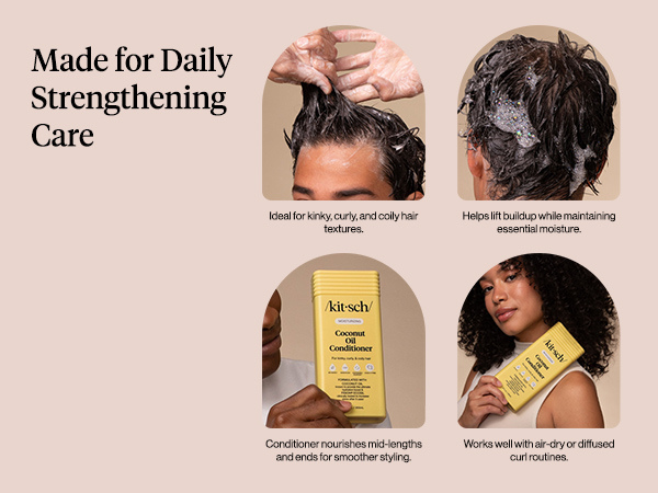Kitsch Moisturizing Coconut Oil Liquid Conditioner for Women & Men &ndash; Coconut Oil Hair Conditioner for Kinky, Curly & Coily Hair &ndash; Deep Moisture, Shine & Manageability, Color-Safe Hair Care