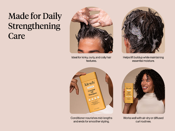 Kitsch Moisturizing Coconut Oil Liquid Conditioner for Women & Men &ndash; Coconut Oil Hair Conditioner for Kinky, Curly & Coily Hair &ndash; Deep Moisture, Shine & Manageability, Color-Safe Hair Care