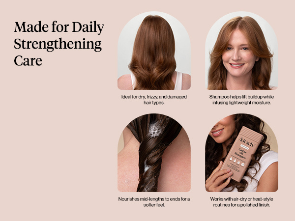 Kitsch Smoothing Castor Oil Liquid Shampoo &ndash; Nourishing Hair Shampoo for Men and Women &ndash; Smooths Dry, Damaged & Frizzy Hair &ndash; Clean, Bio-Based, Color-Safe Hair Care, Made in USA