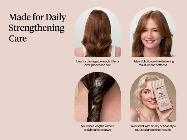 Kitsch Repairing Argan Oil Shampoo for Men & Women w/Terabond&trade; &ndash; Argan Oil for Hair, Repairs & Renews Damaged, Weak, & Brittle Hair &ndash; Silicone, Paraben & Sulfate Free Shampoo for Hair Care