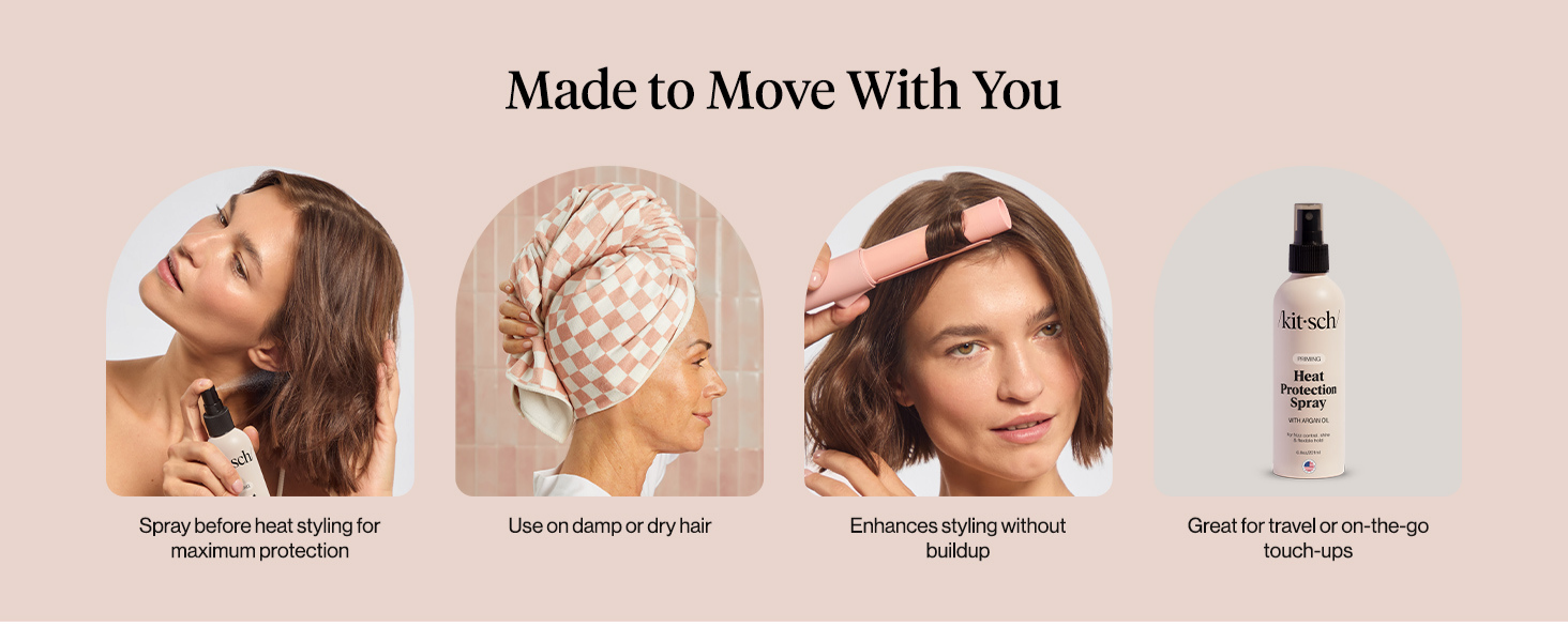 Kitsch Heat Protection Spray for Hair &ndash; Heat Protectant for Hair with Argan Oil &ndash; Styling Hair Spray for Frizz Control, Shine & Damage Protection &ndash; Protects Strands | Ideal Gifts for Women