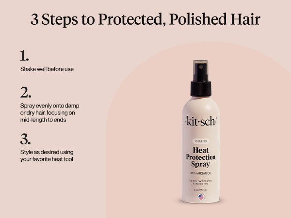 Kitsch Heat Protection Spray for Hair &ndash; Heat Protectant for Hair with Argan Oil &ndash; Styling Hair Spray for Frizz Control, Shine & Damage Protection &ndash; Protects Strands | Ideal Gifts for Women